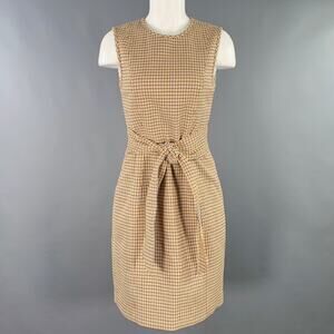 TOCCIN(NY) Size 4 Beige Black Polyester Blend Checkered Sleeveless Dress